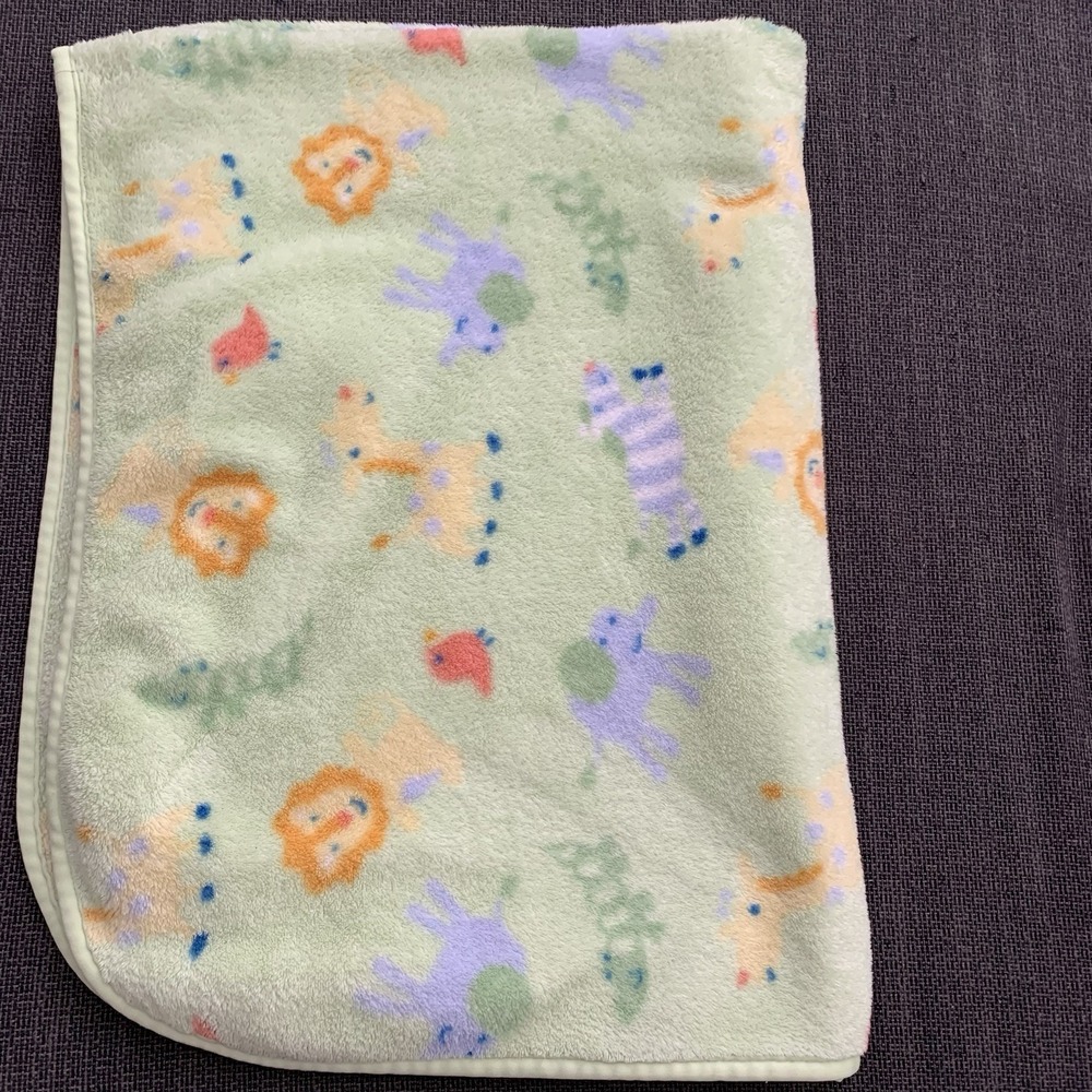 CIRCO Fleece Baby Blanket Lovey Green Animals Lion Elephant
